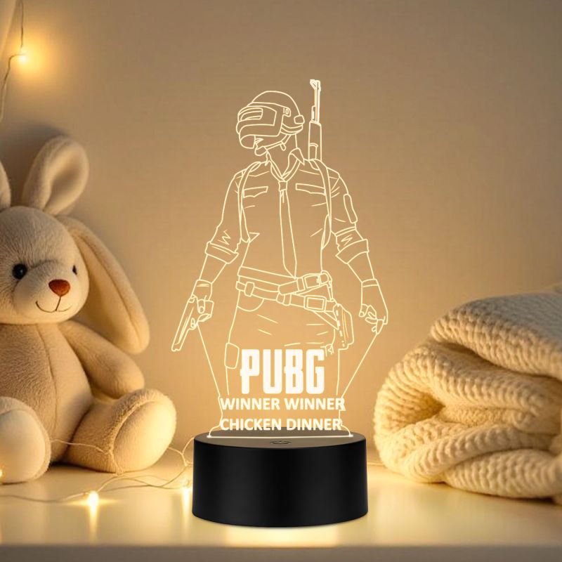 PUBG Led Night Lamp with Warm White Color Gift For PUBG Lover & Game Room Decor